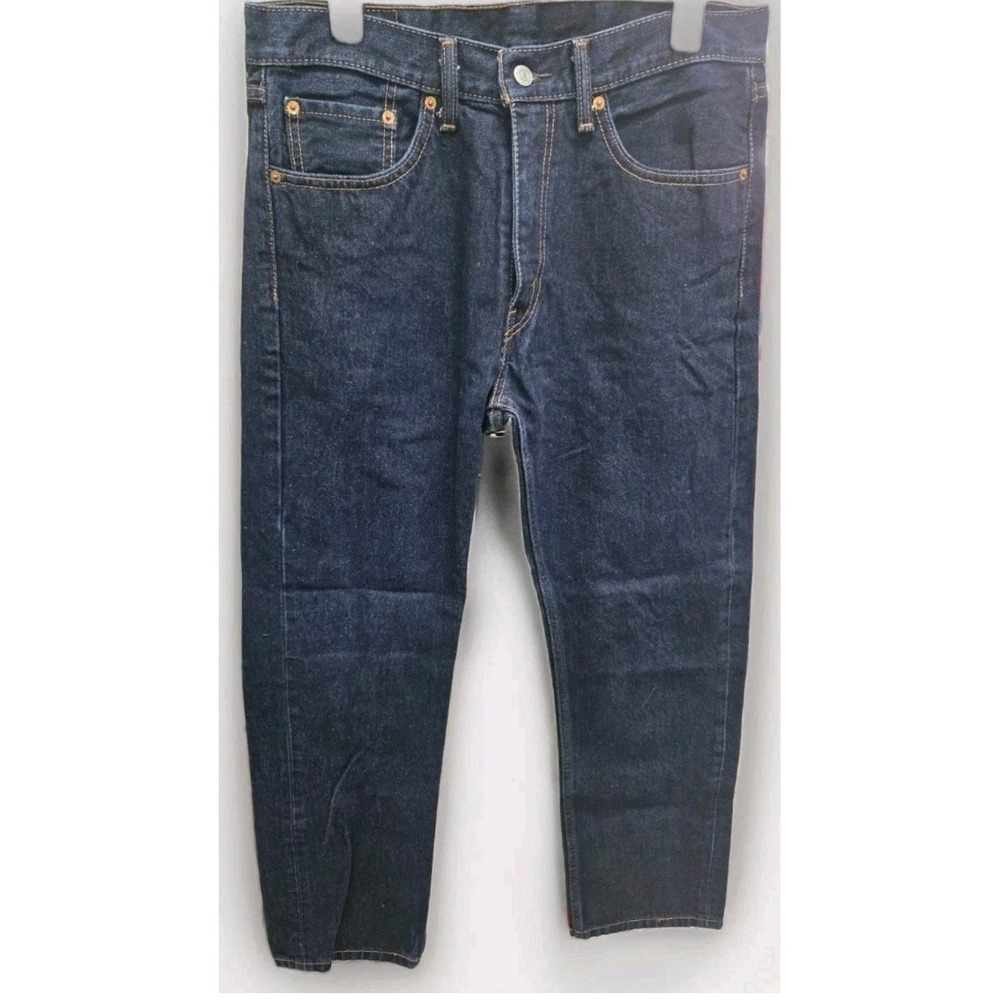 Levis 505 Regular Fit Jeans Mens 33x30 Dark Indigo Blue Straight Leg Denim